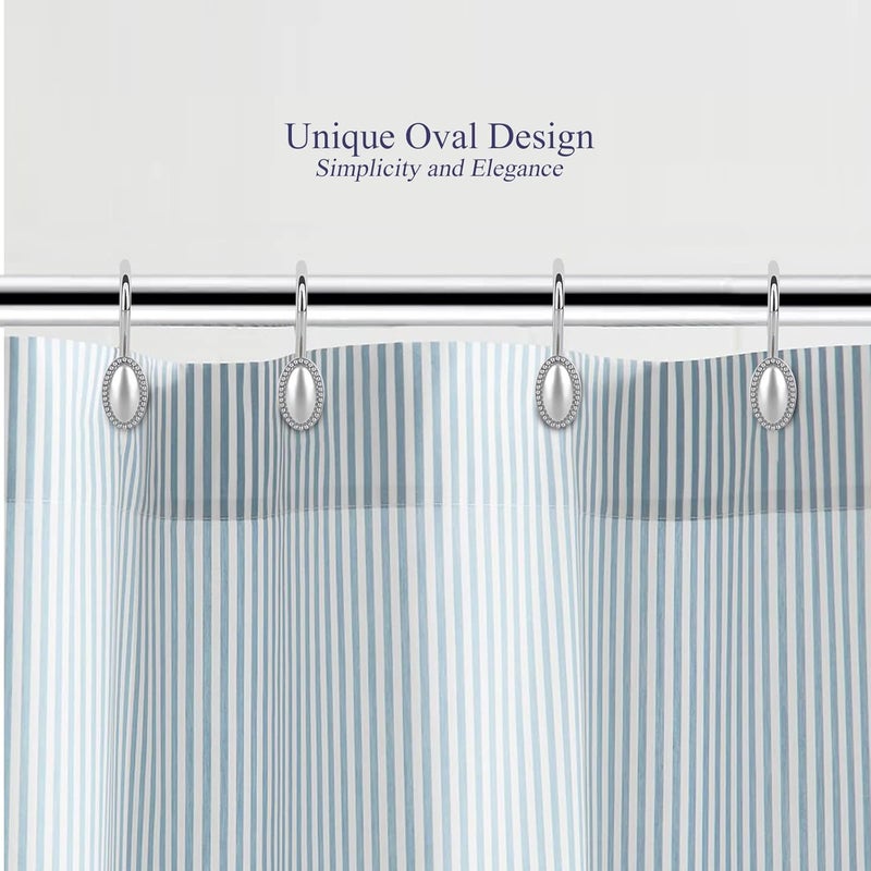 iToplin Shower Curtain Hooks, Chrome, Set of 12, Rust Resistant Zinc Alloy, Decorative Shower Curtain Rings - Image 2