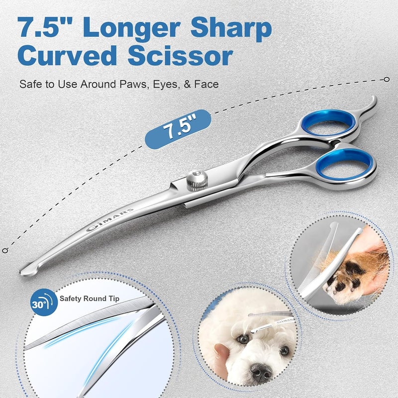 Gimars Professional 6 in 1 Dog Grooming Scissors 4CR Stainless Steel with Safety Round Tip, Heavy Duty Titanium Coated Pet Grooming Scissor for Dogs, Cats and Other Animals - Image 2