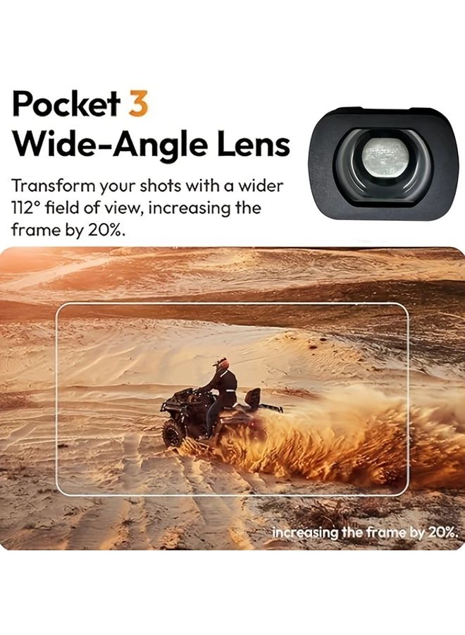 Black Wide Angle Lens for DJI Pocket 3 Action Camera 112 Degree Aluminum Alloy - Image 4