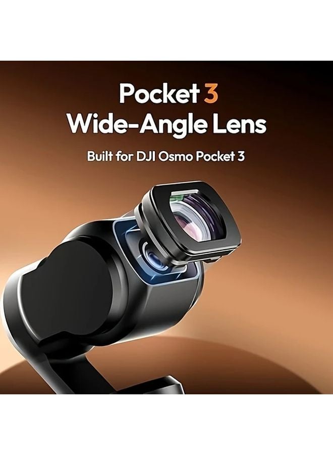 Black Wide Angle Lens for DJI Pocket 3 Action Camera 112 Degree Aluminum Alloy - Image 2