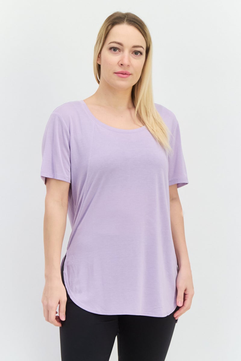 SKECHERS Women Sportswear Fit Short Sleeve Outdoor Top, Lavender - Image 1