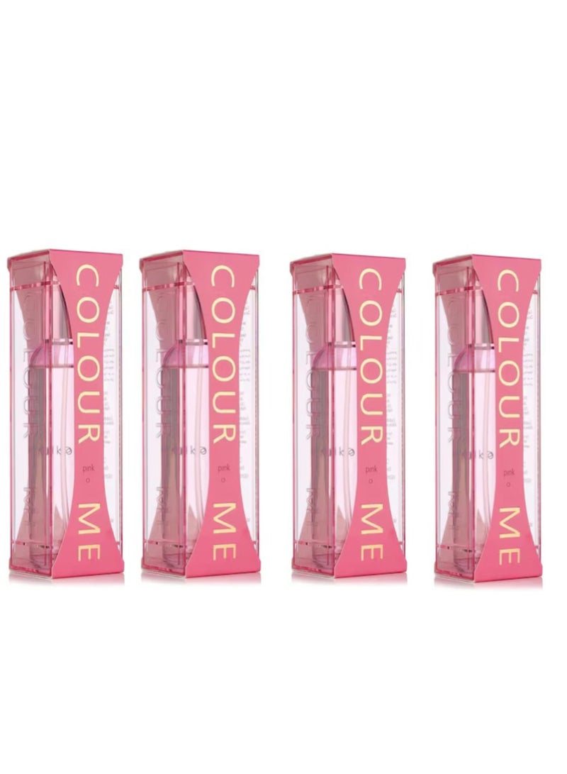 COLOUR ME 4PCS Combo Set Pink Eau de Parfum for Women 100ml – Long Lasting Fruity Floral Fragrance | Premium Gift Pack Perfume - Image 1