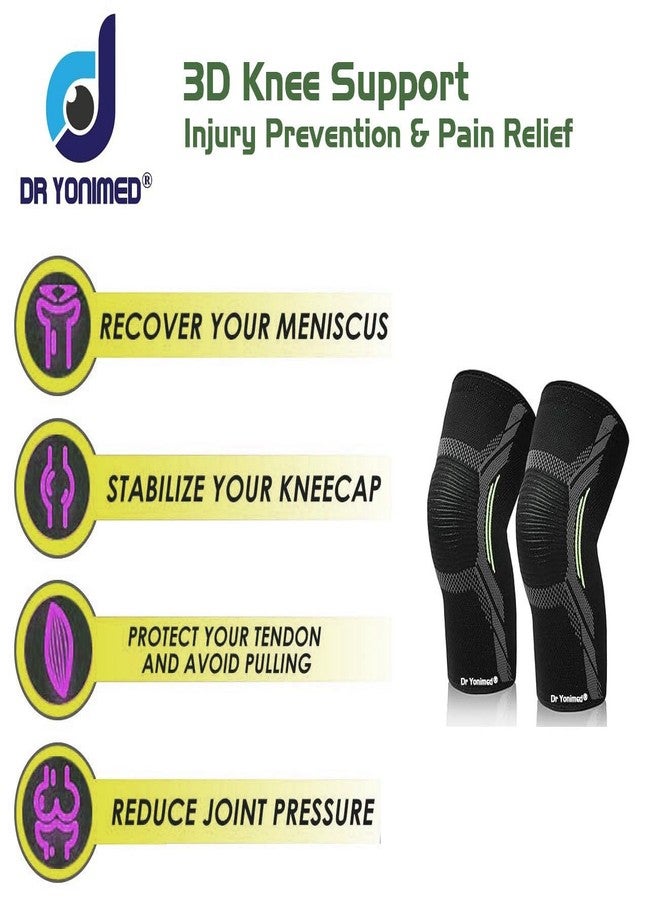 Dr Yonimed Knee Support With Best Kneecap Compression 3D Knee Cap For Women & Men Knee Sleeves Braces For Sports, Workout & Pain Relief Medium Size - Image 2