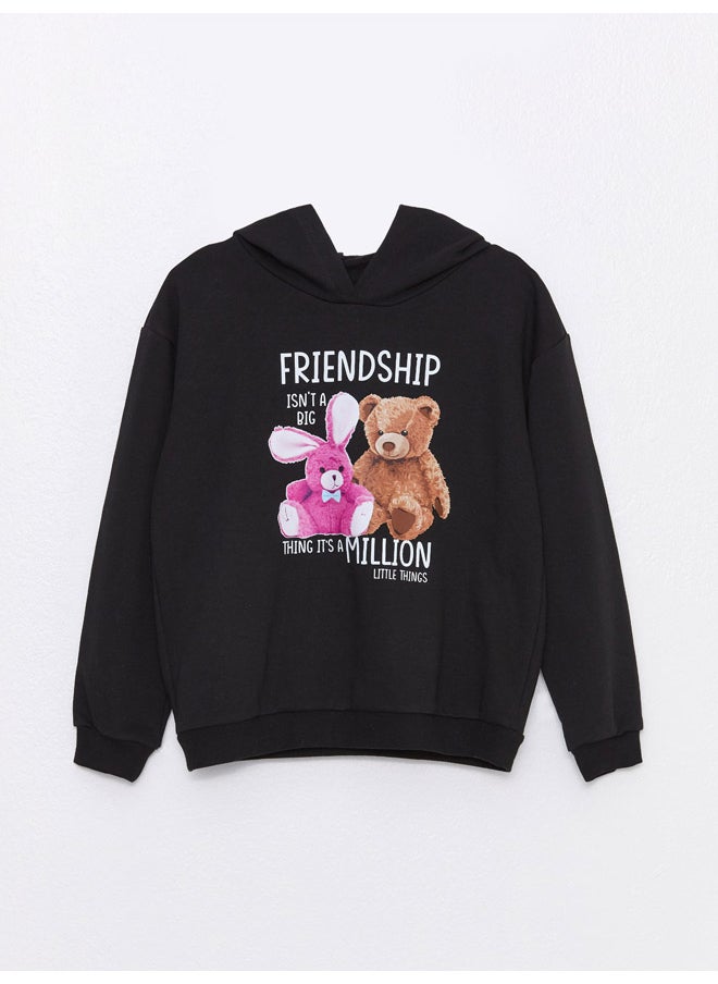 LC WAIKIKI - Hooded Printed Long Sleeve Girl Sweatshirt and Sweatpants - Image 1