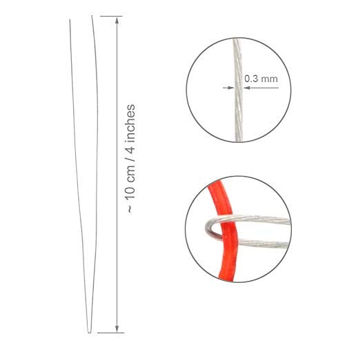 FoRapid 0.3mmx20cm Steel Wire Flexible Durable Collapsible Big Eye Embroidery Beading Needles Easy Threading Sewing Needles Open End for Any Thread Size Jewelry Making 10cm/4in(Folded Length) 10 pcs - Image 3