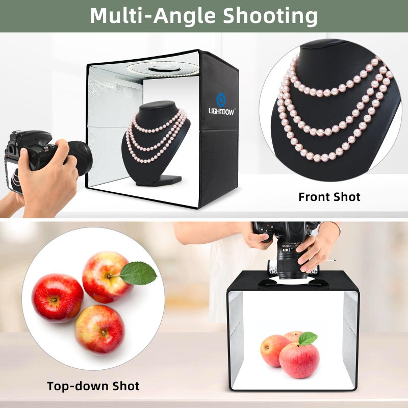 Lightdow 16"x16"x12" Photo Studio Light Box Photography with 120 LEDs (CRI>95), 6 Backdrops - Portable/Dimmable/Versatile Folding Shooting Tents for Toys/Jewelry/Watches/Cosmetics Photography - Image 5