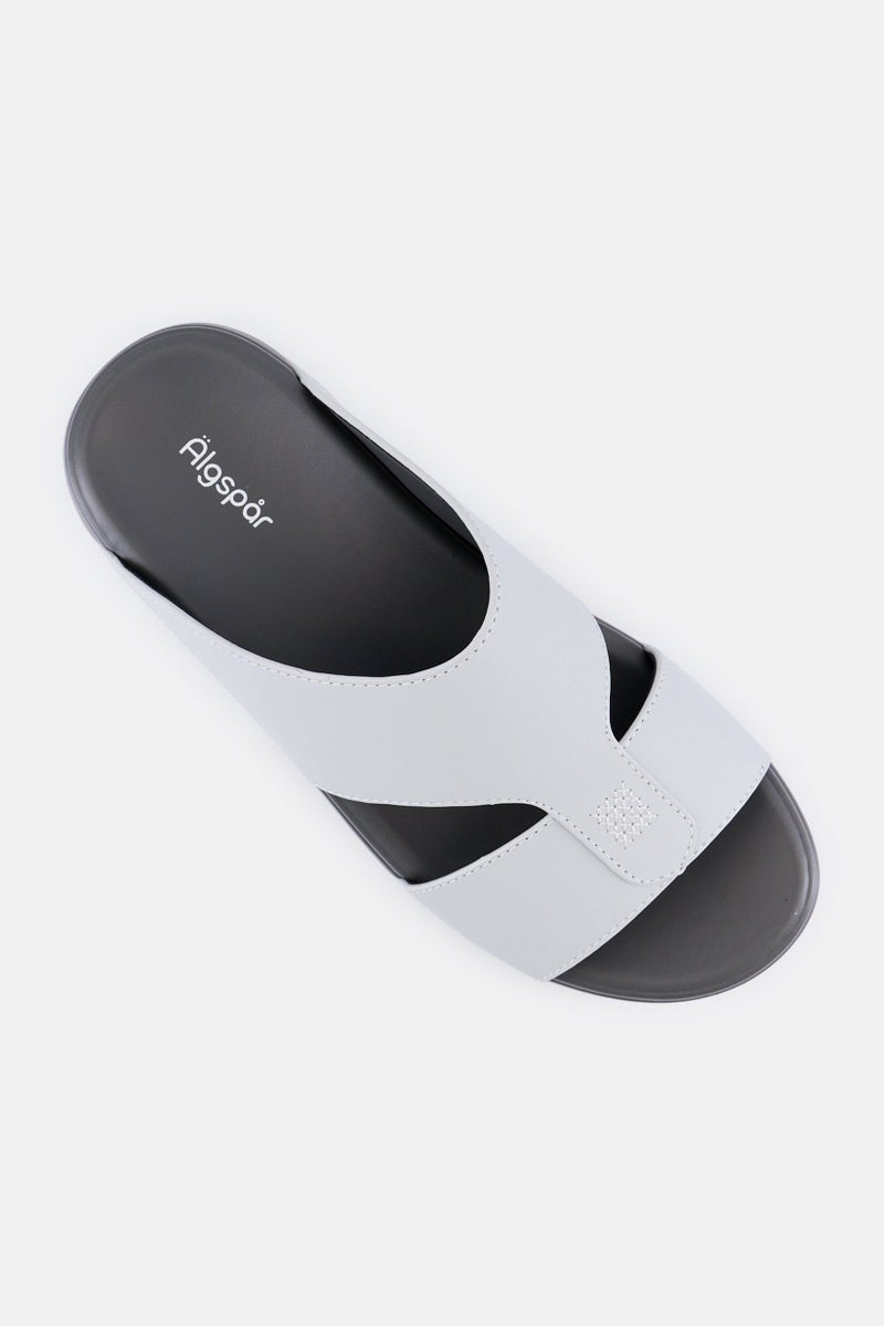 Algspar Men 2 Strap Slip On Arabic Sandals, Light Grey - Image 4