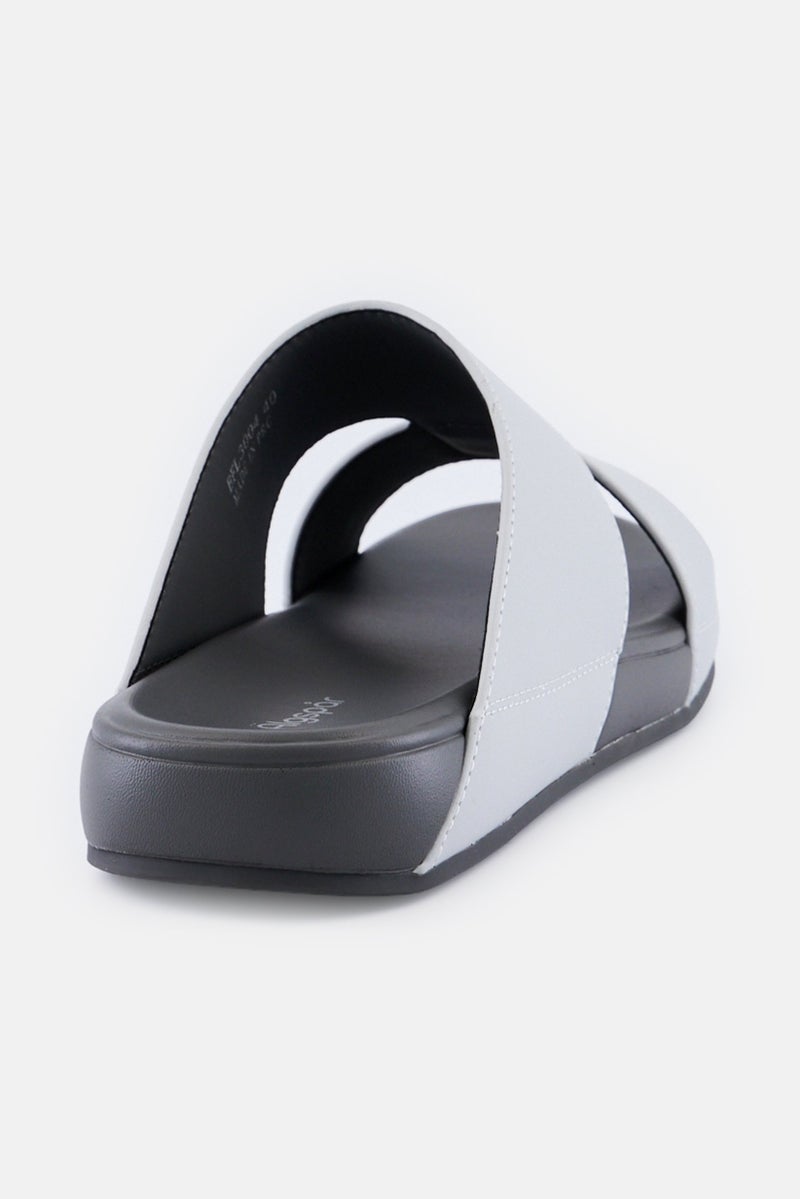 Algspar Men 2 Strap Slip On Arabic Sandals, Light Grey - Image 3