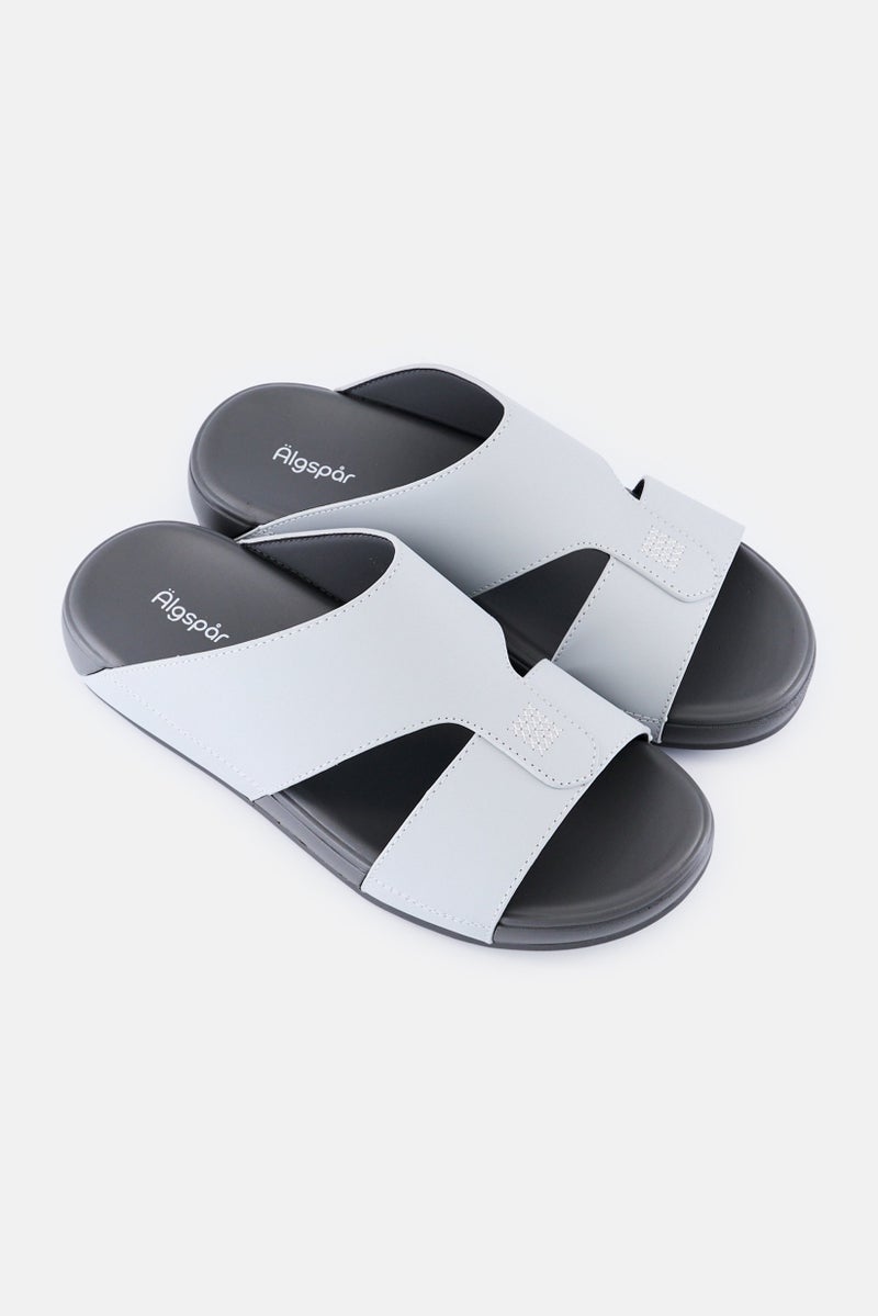 Algspar Men 2 Strap Slip On Arabic Sandals, Light Grey - Image 2
