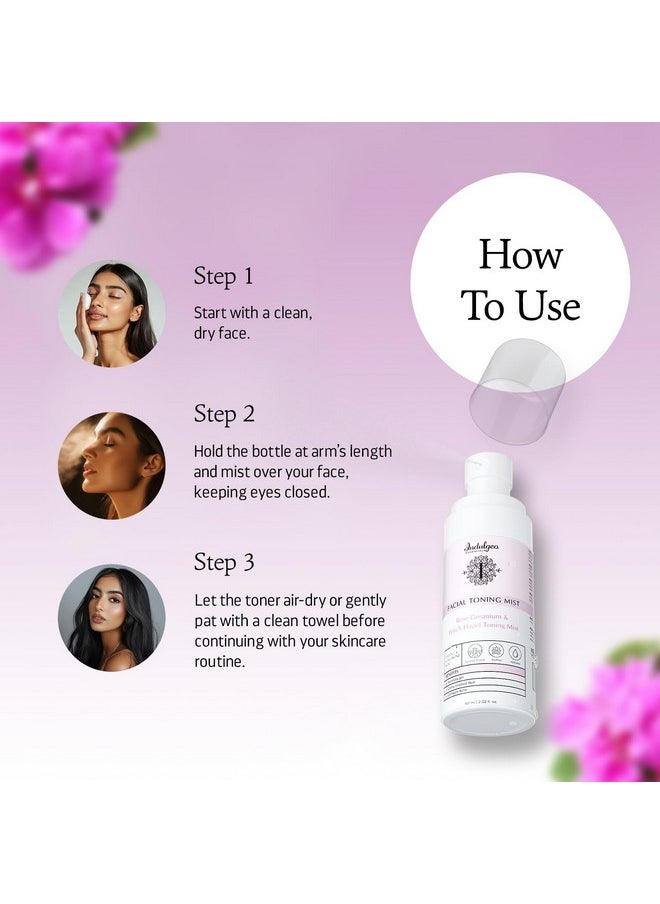 Indulgeo ESSENTIALS Rose Geranium Witch Hazel Facial Toner - Ayush Certified, Hydrating, Refreshing, Ph Balancing Toner For Glowing Skin | Face Mist Refines Pores, Brightens & Smoothens Skin Texture | Suitable For All Skin Types - 60Ml  - Image 4