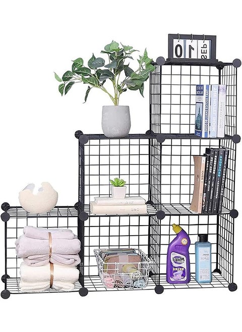 Wire Cube Storage Mesh Cube Storage Organizer Metal Grid Shelf Modular Bookcase Bookshelf Black Closet Cabinet Shelves Wire Grids Storage Bins Shelving for Garment Racks Wardrobe