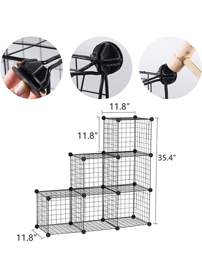 CityRiya-Long - Wire Cube Storage Mesh Cube Storage Organizer Metal Grid Shelf Modular Bookcase Bookshelf Black Closet Cabinet Shelves Wire Grids Storage Bins Shelving for Garment Racks Wardrobe - Image 1
