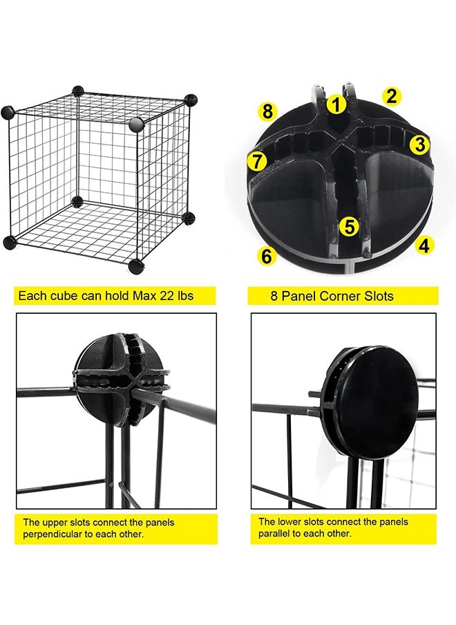 CityRiya-Long - Wire Cube Storage Mesh Cube Storage Organizer Metal Grid Shelf Modular Bookcase Bookshelf Black Closet Cabinet Shelves Wire Grids Storage Bins Shelving for Garment Racks Wardrobe - Image 1
