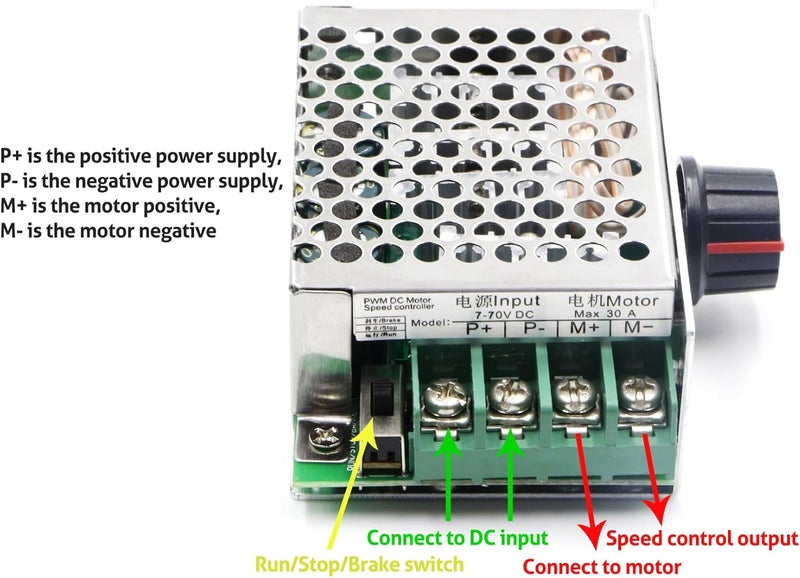 RioRand 7-70V PWM DC Motor Speed Controller Switch 30A - Image 4