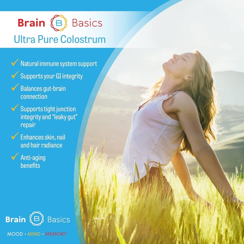 Brain-Bean Brain Basics UltraPure Colostrum 4000mg per Serving Min 25 IgG antibodies GutBrainImmune Health Glowing Hair and Skin Colostrum Powder from GrassFed Cows 360 Grams  90 Servings - Image 3