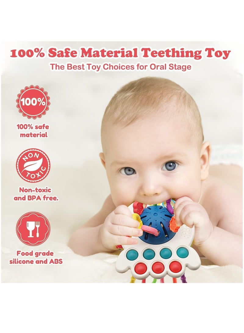 YelaJoy لعبة سيليكون مونتيسوري الحسية للأطفال، ألعاب حسية للأطفال بحبل دفع وسحب، لعبة نشاط سحب من السيليكون بدرجة الغذاء، لعبة برباط تعليمية مبكرة للأطفال الصغار، 1+ أطفال - Image 5