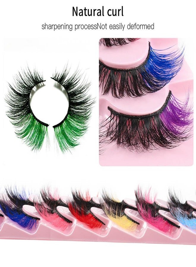 Uranian Colored False Eyelashes Fluffy Faux Mink Lashes with Color D Curl Strip Long Eye Lashes 7 Pairs Colorful Lashes Volume Fake Eyelashes for Women - Image 2
