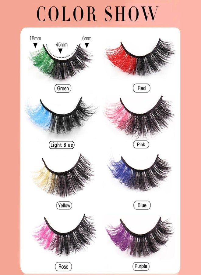 Uranian Colored False Eyelashes Fluffy Faux Mink Lashes with Color D Curl Strip Long Eye Lashes 7 Pairs Colorful Lashes Volume Fake Eyelashes for Women - Image 4