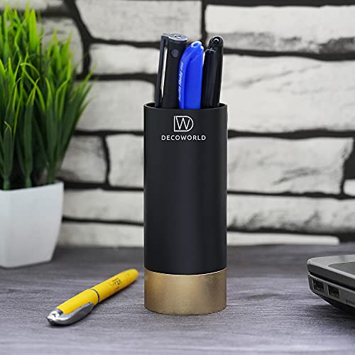 DECOWORLD || Pen Stand || Stylish Pen Holder || Office Table || Gifting Item || Desk Organizer || Black || Golden || Marble || Educational Organizer || (Black with Golden Base) - Image 5