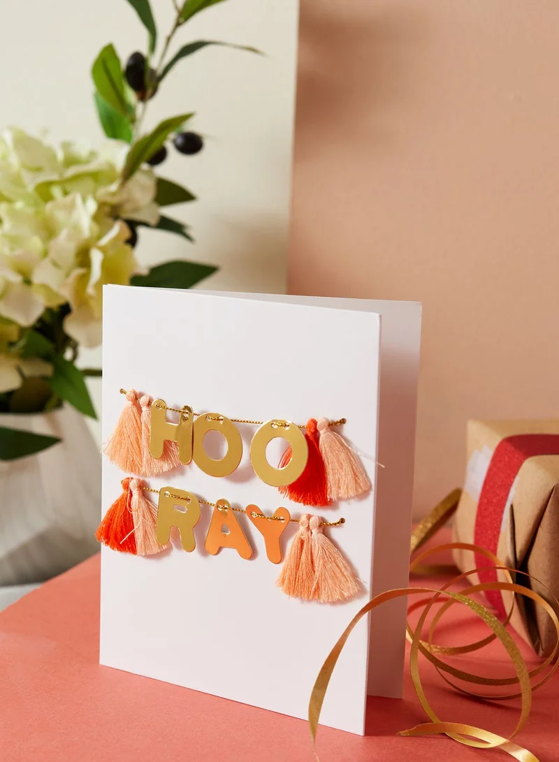 Typo Hooray Tassels Premium Birthday Card