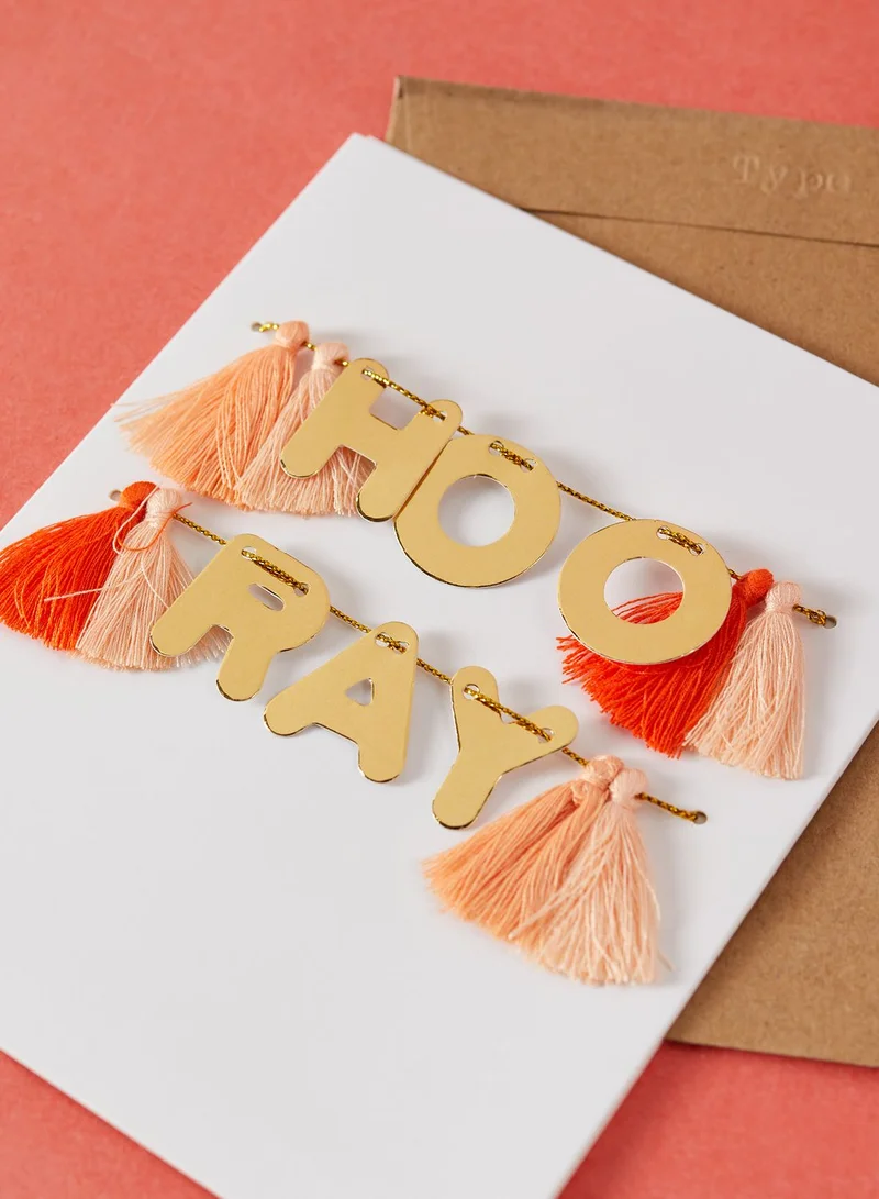 Typo Hooray Tassels Premium Birthday Card
