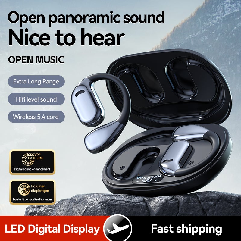 Open Bluetooth Wireless Headphones ，Ultra-Comfort,Lightweight Design,Intelligent Adjustment.Clear Calls,Bluetooth Headset for Workout/Running,M75 Black. - Image 2
