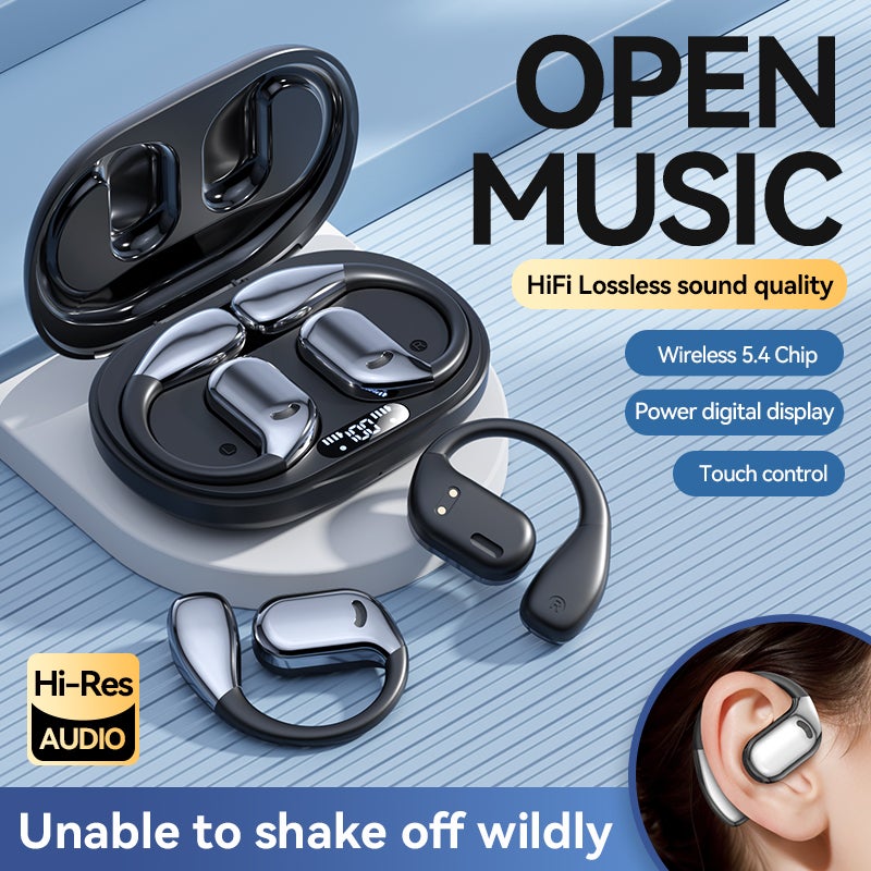 Open Bluetooth Wireless Headphones ，Ultra-Comfort,Lightweight Design,Intelligent Adjustment.Clear Calls,Bluetooth Headset for Workout/Running,M75 Black. - Image 1