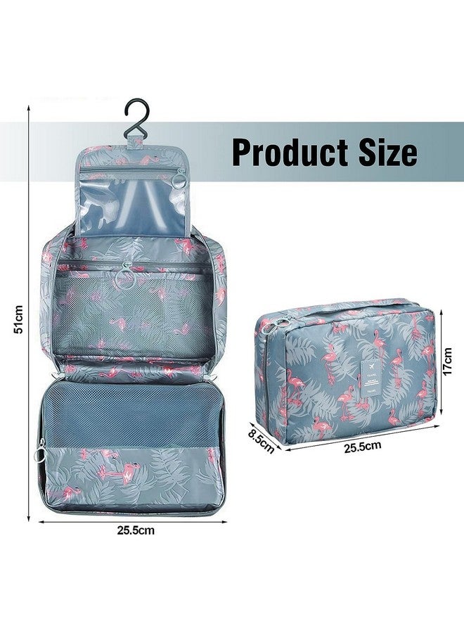 TS WITH TECHSUN Cosmetic Hanging Toiletry Bag For Men Women Travel Organizer Accessory Waterproof Nylon Makeup Shaving Kit Pouch Bag For Men Women (Blue Flamingo), 8.5 Cm - Image 3