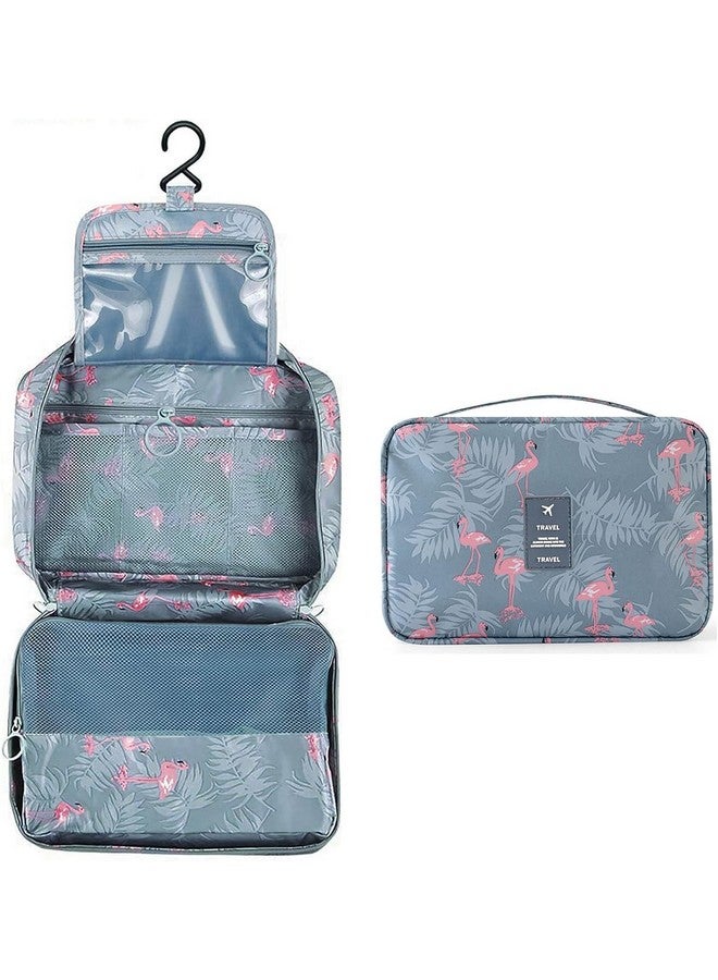 TS WITH TECHSUN Cosmetic Hanging Toiletry Bag For Men Women Travel Organizer Accessory Waterproof Nylon Makeup Shaving Kit Pouch Bag For Men Women (Blue Flamingo), 8.5 Cm - Image 1