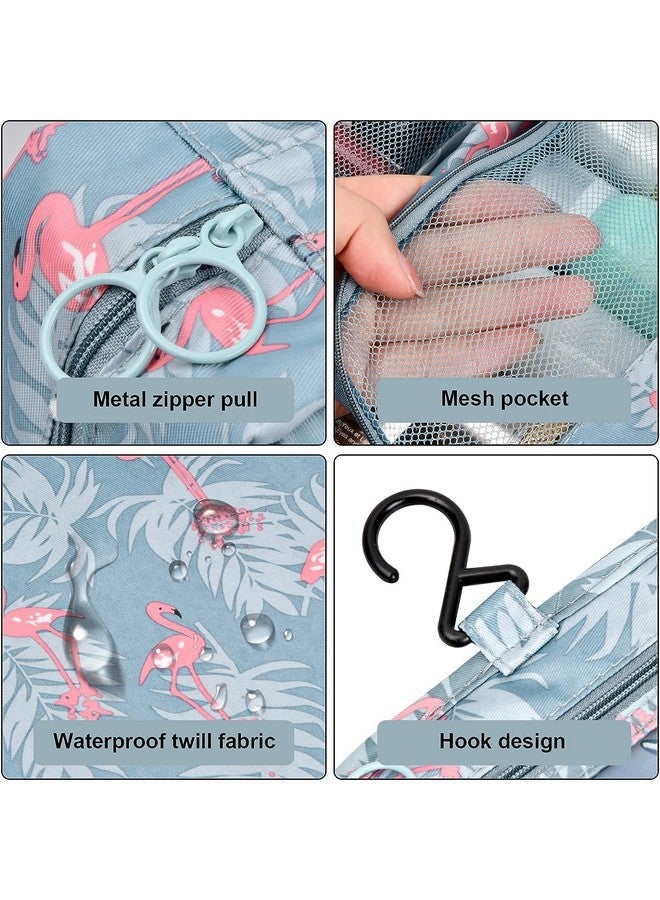 TS WITH TECHSUN Cosmetic Hanging Toiletry Bag For Men Women Travel Organizer Accessory Waterproof Nylon Makeup Shaving Kit Pouch Bag For Men Women (Blue Flamingo), 8.5 Cm - Image 5