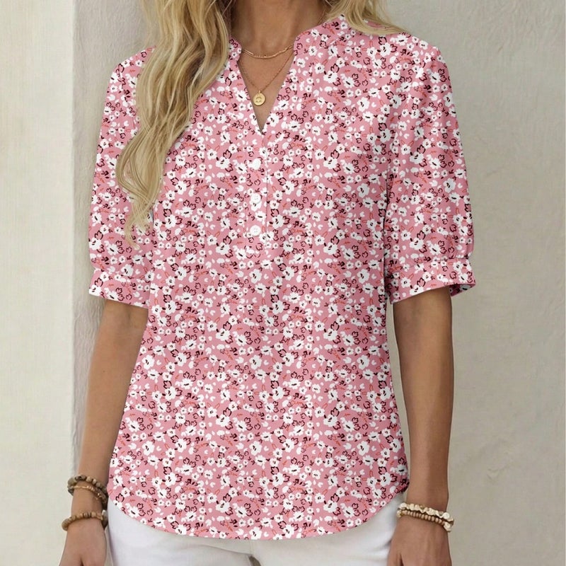 Women's Casual V-Neck Striped Shirt - Image 4
