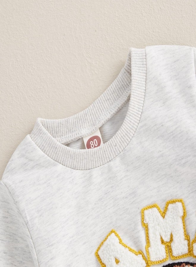 FOMOYUU Newborn Neutral Baby Boys Girls Football Season Jumpsuit Game Day Embroidery Long Sleeve Romper Winter Clothes (Gray, 0-3 Months) - Image 5