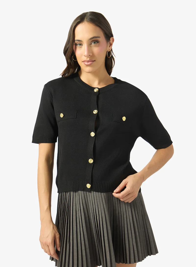 Ginger Classic Golden Button Detail Cardigan