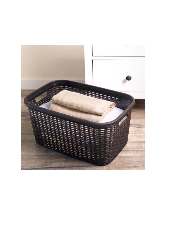 Plastic Forte Rattan Laundry Basket, 35L, Wengue - Image 3