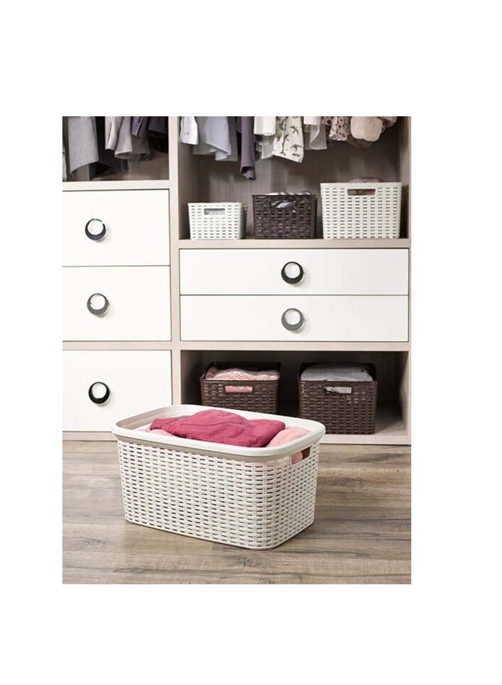 Plastic Forte Rattan Laundry Basket, 35L, Wengue - Image 4