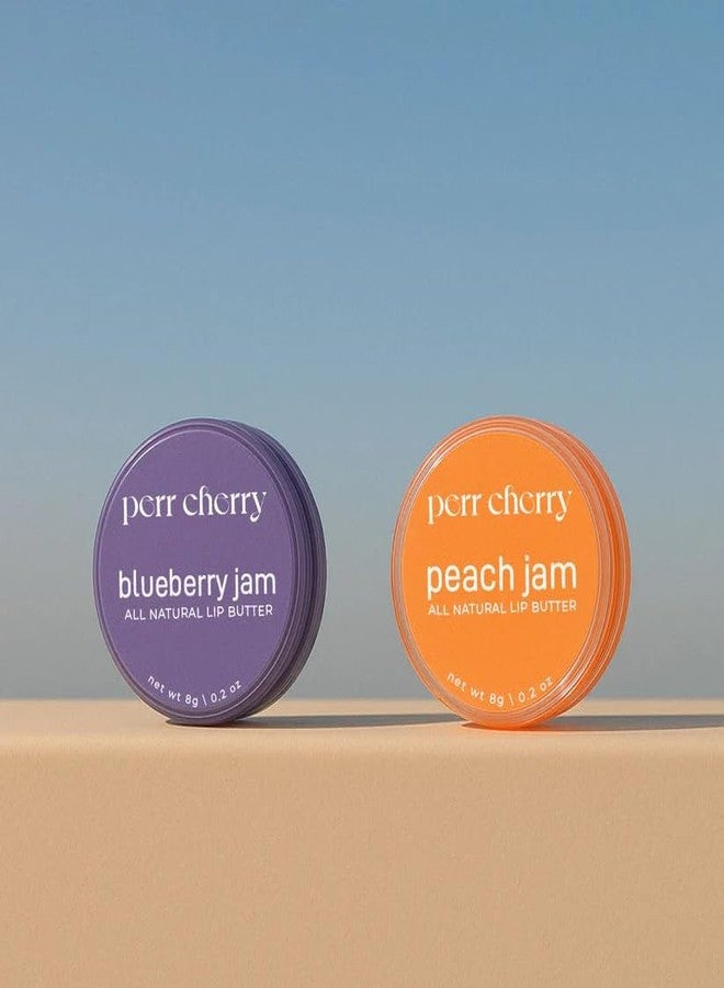 Perr Cherry Lip Butter Balm For Dark, Pigmented, Dry & Chapped Lips With Vitamin E, Shea Butter and Coconut Oil | Lip Protection & Nourishment | LipBalm with SPF (Peach + Blueberry Combo, Pack of 1) - Image 1