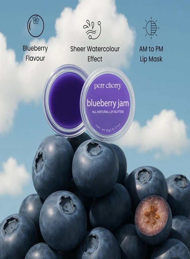 Perr Cherry Lip Butter Balm For Dark, Pigmented, Dry & Chapped Lips With Vitamin E, Shea Butter and Coconut Oil | Lip Protection & Nourishment | LipBalm with SPF (Peach + Blueberry Combo, Pack of 1) - Image 4