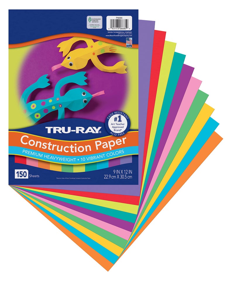 Tru-Ray Construction Paper, 10 Vibrant Colors, 9" x 12", 150 Sheets - Image 1
