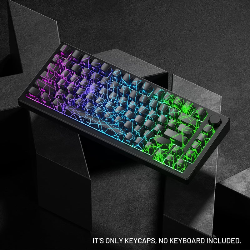 HITIME x XVX Spider Web Keycaps 60 75 100 Percent - Shine Through Keycaps w/IMD Tech, for Mechanical Keyboards, Full 118 Key Set, OEM Profile, Lines Backlit, Side Printed - Black - Image 5