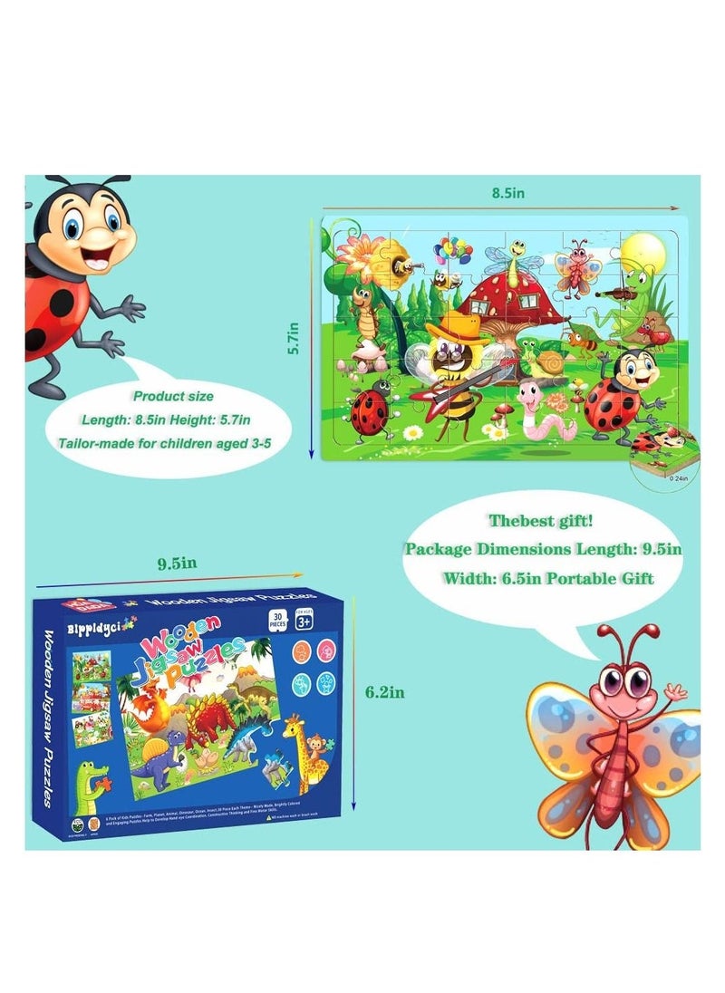 Wooden Jigsaw Puzzles for Kids ages 3-5 Year Old 30 Piece Colorful Wooden Puzzles for Toddler
