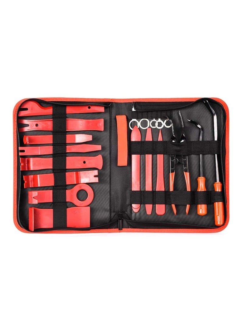 spa luxetique 19Pcs Auto Audio Trim Removal Tool Set & Clip Plier Upholstery Fastener Remover Nylon Dash Door Panel Stereo  - Image 1
