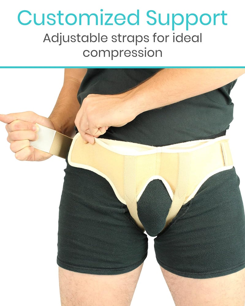 Vive Hernia Belt  Hernia Support Truss for SingleDouble Inguinal or Sports Hernia  Two Removable Compression Pads  Adjustable Groin Straps  Surgery  Injury Recovery Small - Image 3