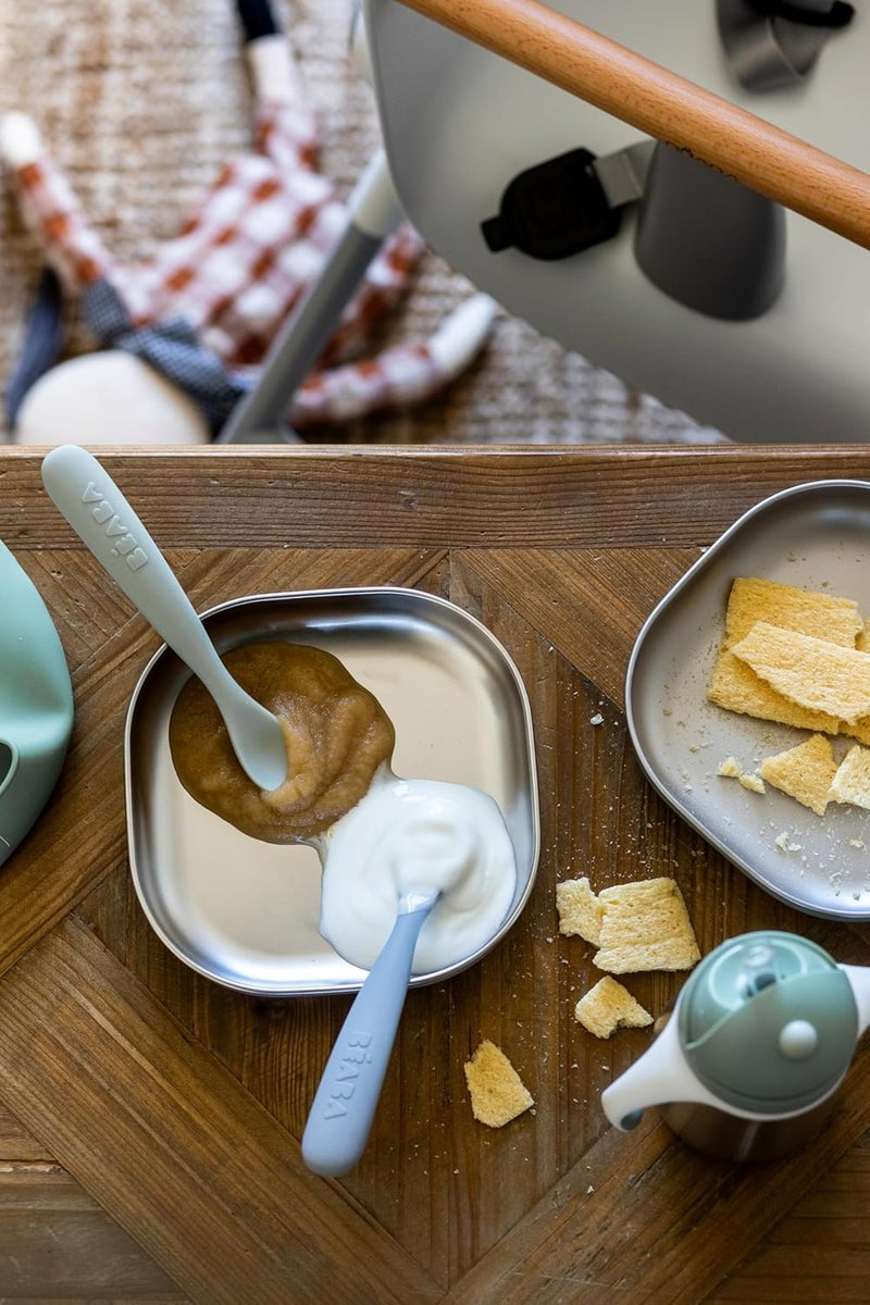 Baba BEABA Baby's First Foods Spoon Set with Travel Case, Original Soft Silicone Baby Spoons, Baby Essentials, Travel Set, Natural - Image 5