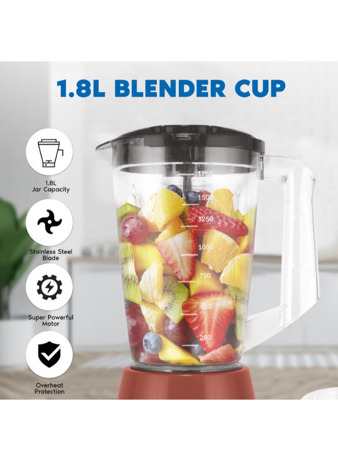 SONASHI 2 In 1 Blender With 2 Speed Settings and Pulse - Spice Grinding, Smoothie Making, And Juicing 350 Watts | Unbreakable Blender Jars With Stainless Steel Blades | Safety Lock System 1.8 L 350 W SB-162 Blue - Image 2