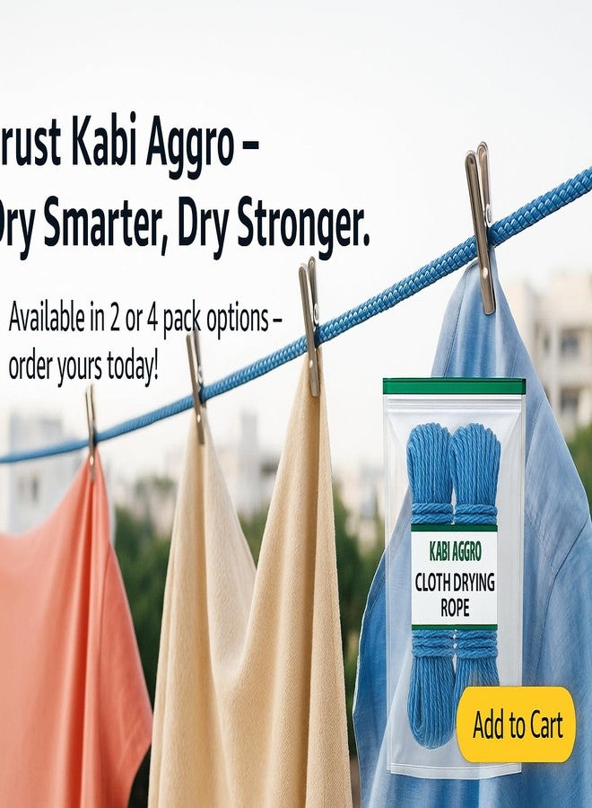 Kabi Aggro Clothesline Rope, 20 Metres Each, Pack of 2, Polyester, White and Green (2) - Image 5