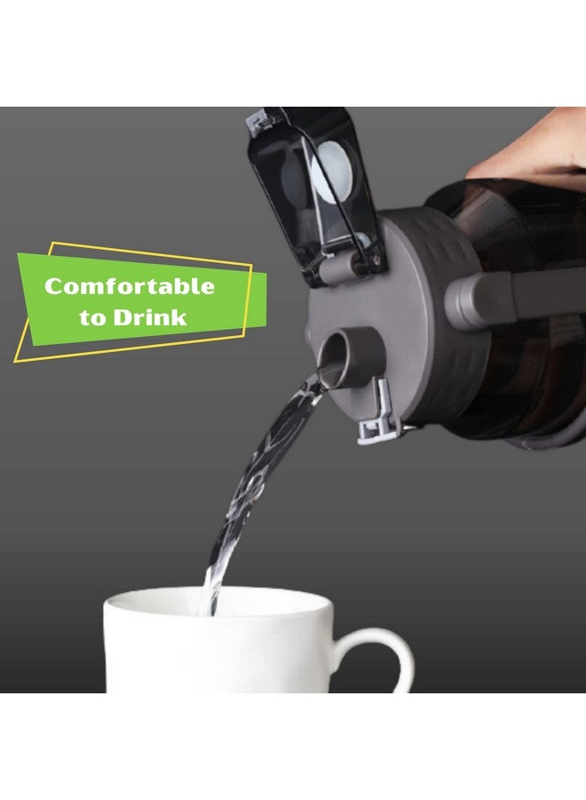 ABSTRACT 2000 ML Water Bottle with Straw & Cleaning Brush - Aesthetic Gym Bottle for Men & Women - Motivational Water Sipper with Measurement Markings - Cute Sports Water Bottle, Plastic, grey - Image 2