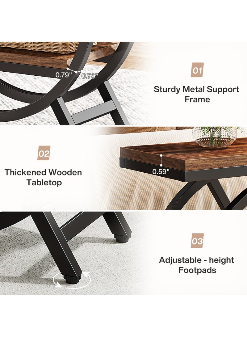 Tribesigns End Table for Living Room, 3-Tier Narrow Side Table with Storage, Wood Sofa Side Table with Geometric Metal Frame, Industrial Nightstand and Bedside Table for Bedroom - Image 5