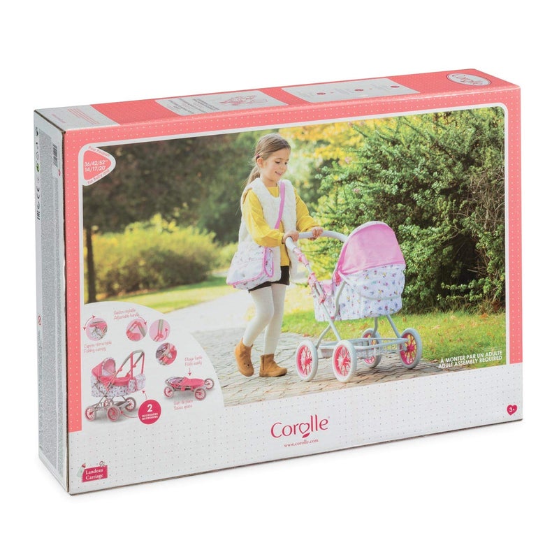 Corolle  Mon Grand Poupon Carriage Stroller  Adjustable Handle Folding Design for 14 17  20 Baby Dolls - Image 3