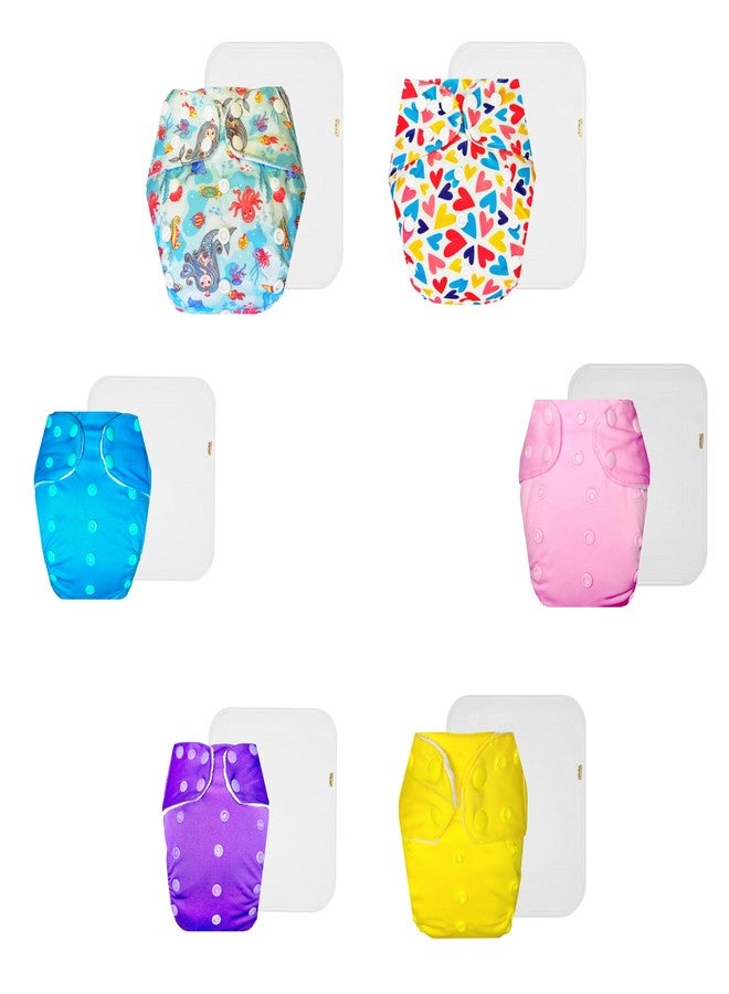 Dumbledo Premium Cloth Diaper with Cotton Insert (Pack of 6) | Soft & Gentle | Leakproof | Quick Dry | Trusted by Moms | 3 Months - 3 Years | Unisex Baby - Image 1