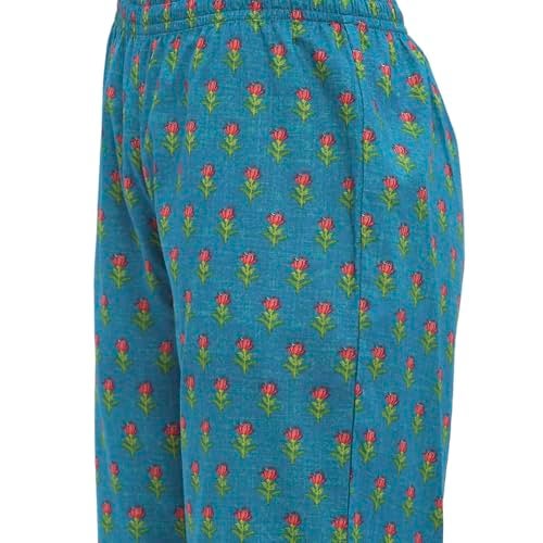BIBA Women's Teal Cotton Straight Co-ord Set_40 - Image 3